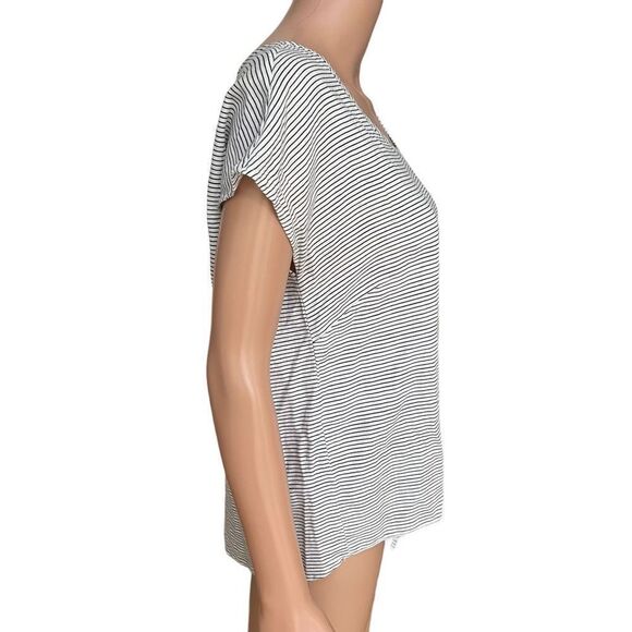 Cynthia Rowley linen blend striped top blouse front tie size M - Picture 2 of 7